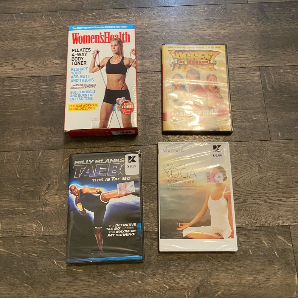Lot of 3 Workout DVDS and‎ set of workout bands NEW